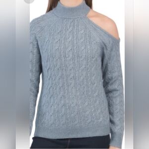 Rachel Zoe Light Blue Off-the-Shoulder Sweater